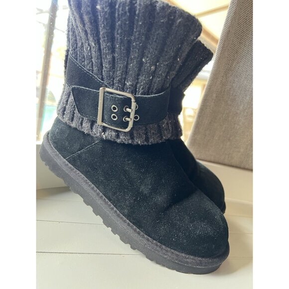UGG Australia Cambridge Winter Boots Womens Size 5 EUR 36 Black Knit Sheepskin - Picture 4 of 16